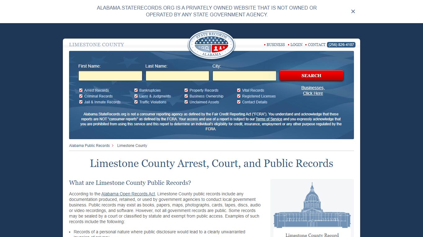 Limestone County Arrest, Court, and Public Records